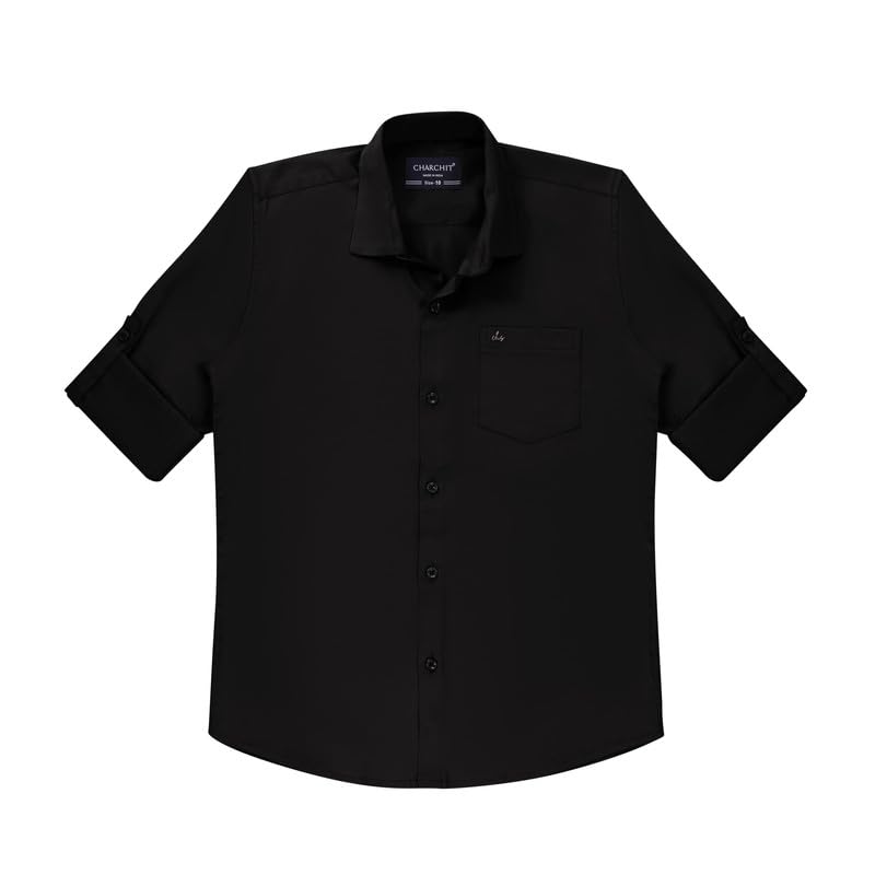 CHARCHIT Boys Full Sleeves Embroidered Solid Shirt - Image 4
